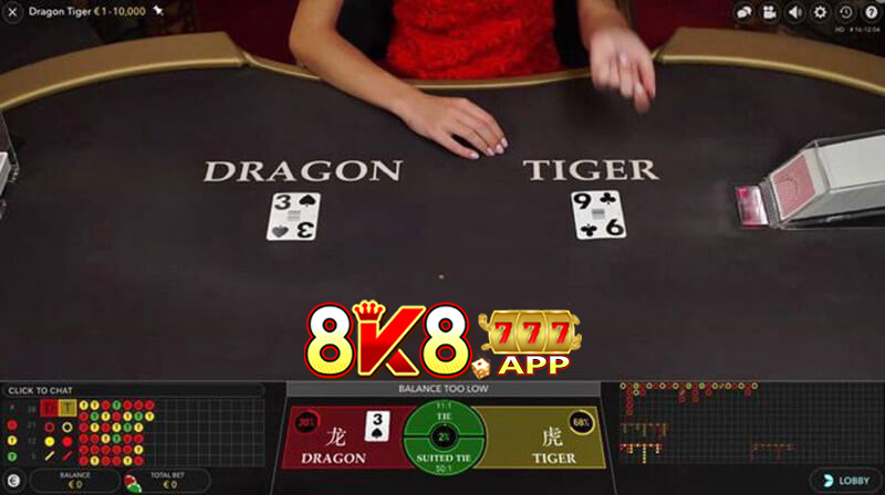 Betting forms in the online Dragon Tiger game 8K8